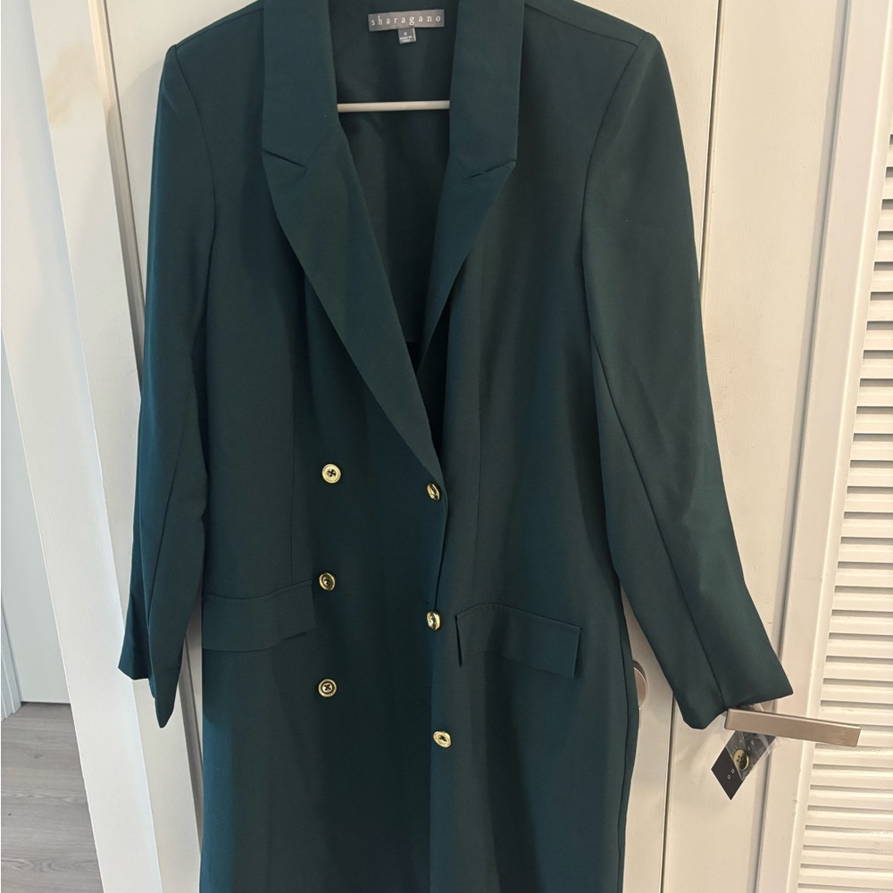 Sharagano Dark Green Double-Breasted Dress Size 8 - Picture 3 of 7